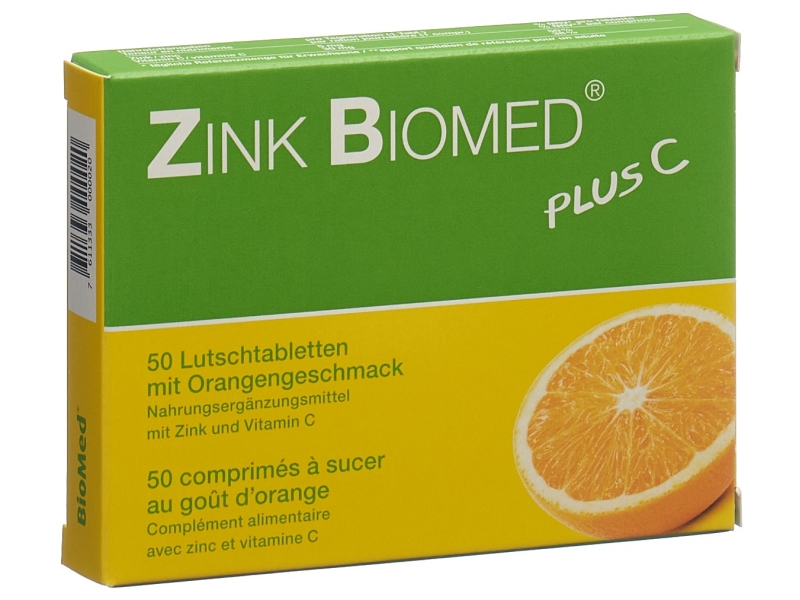 BIOMED ZINK Plus C Orange 50 Lutschtabletten